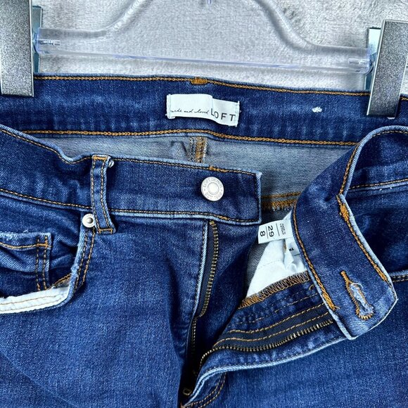 Loft Women's Skinny Jeans High Rise Dark Wash Five Design Pockets Blue Size 29/8 - Picture 4 of 10